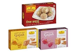 Haldirams Nagpur Til laddu (400g), Jaggery Khasta Gajak (200g), Jaggery ...