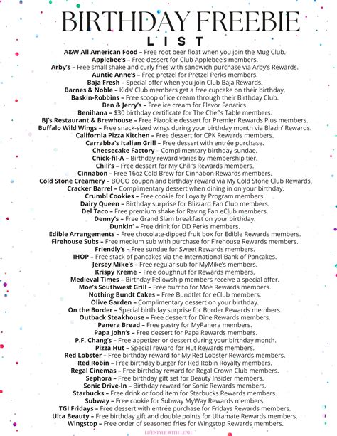 50 Birthday Freebies for Adults and Kids - Lifestyle with Leah