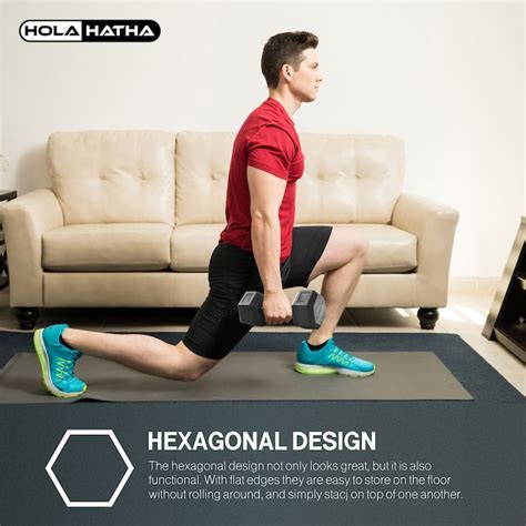 HolaHatha 10 15 25 30 and 35 Lb Hexagonal Dumbbell Weight Set w Rack ...