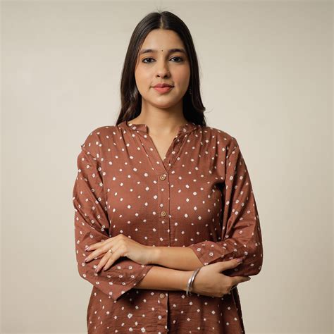 Bandhani Tie-Dye Cotton A-Line Kurta for Women
