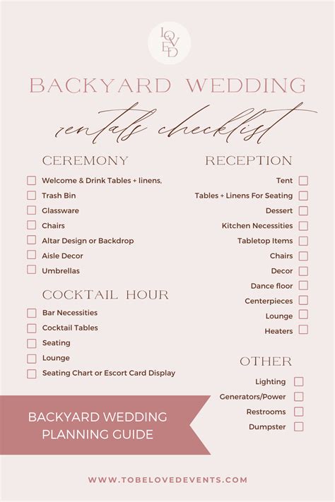 Backyard Wedding Checklist 的图像结果