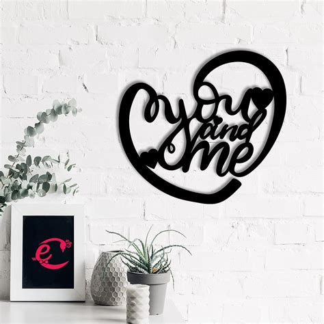 eCraftIndia Heart Shaped "You and Me" Love Quote Black Engineered Wood ...