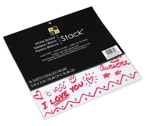 DCWV White Board Dry Erase Paper Stack 36 Sheets 12 x 12 Inches ...