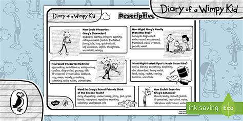 Diary of a Wimpy Kid: Descriptive Word Mat