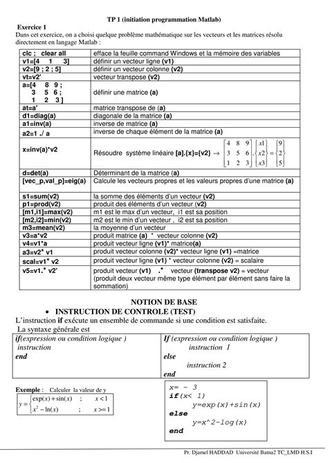 Programmation MATLAB 的图像结果
