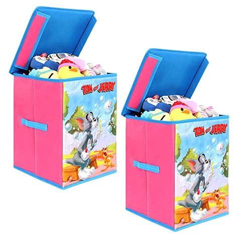 PrettyKrafts Tom and Jerry Kid's Fabric Toys Organizer with Top Lid ...