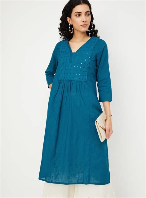 Buy Women Embroidered Yoke Straight Kurta Online at just Rs. 599.0 ...