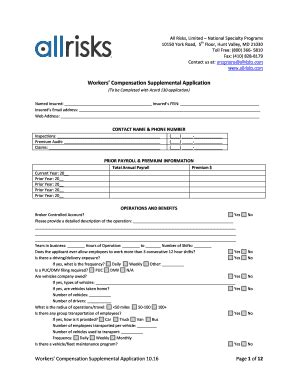 All Risks Insurance Applications Commercial, Personal, Programs - Fill ...