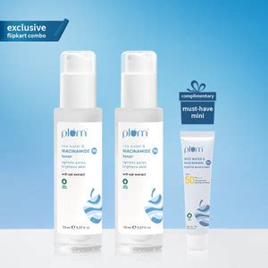 Plum 3% Niacinamide & Rice Water Alcohol-Free Toner Duo + Niacinamide ...