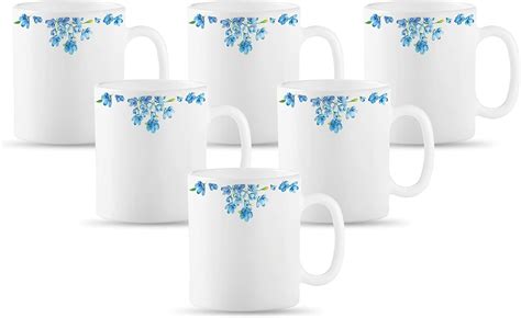 Larah by BOROSIL Diana Opalware Mug Set, 6 Piece, White, 180 Ml ...