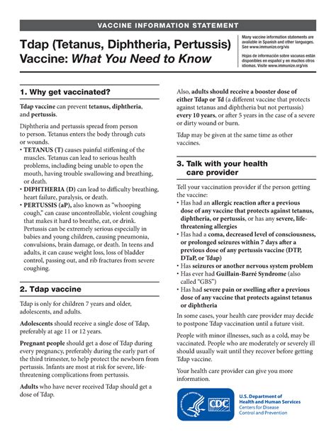 Vaccine Information Statement-Tda P - RNSG-1105 - TCCD - Studocu