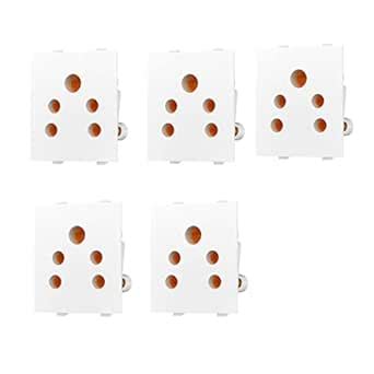 DURAVOLT Dlite 6A 5 Pin Modular Electrical Socket, White Colour ...
