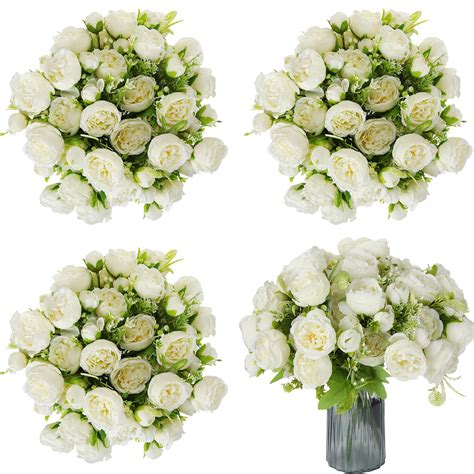 Sumind 16 Bundles Peonies Artificial Flowers Bulk Wedding Silk Faux ...