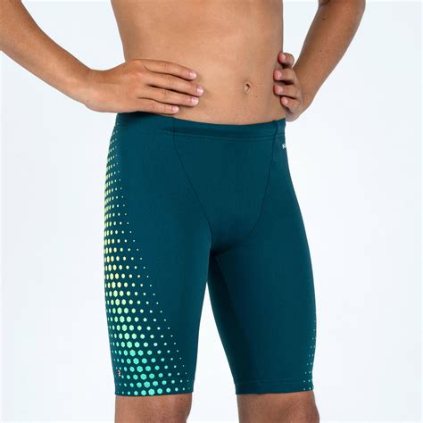 Boy’s Swimming Jammer, Fitib Green Yellow Mesh