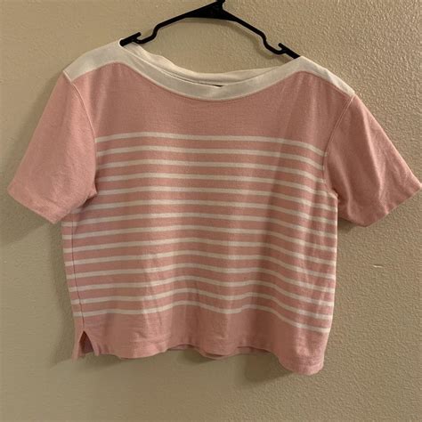 Liz Claiborne Women's Pink and White Shirt | Depop