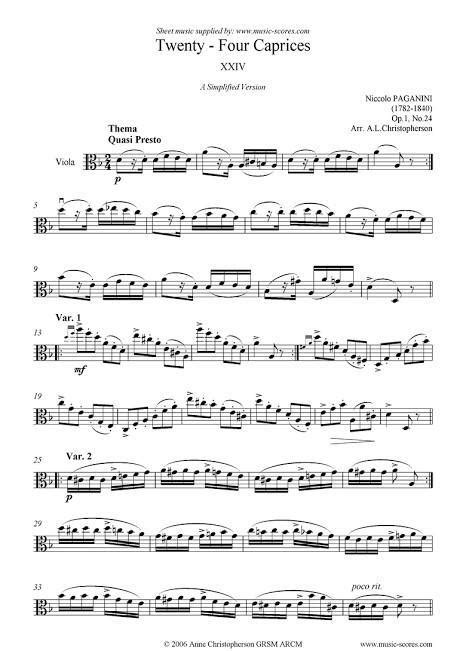 Please provide me with the sheet music of Paganini Caprice no. 24 for ...