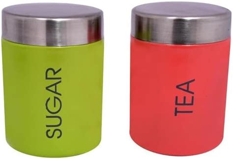 Buy Dynore Kitchen Steel Premium Tea Sugar Canisters/Jar With Color ...