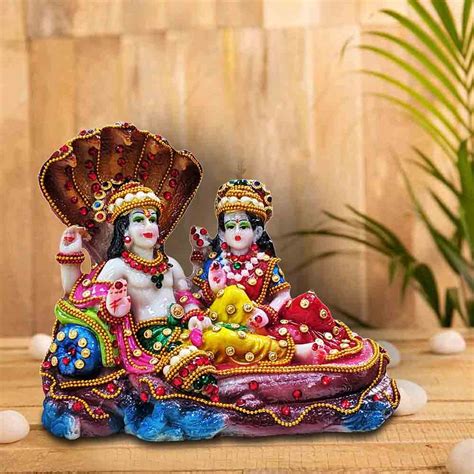 Buy SANKALAN CREATIONS Polyresin Lord Vishnu Laxmi Murti Narayan Idol ...
