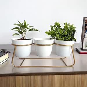 ecofynd 4 inches Bella Metal Planter Pot with Stand, Modern Style ...