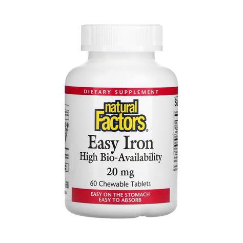 Natural Factors, Easy Iron, 20 Mg, 60 Chewable Tablets – Maple Herbs