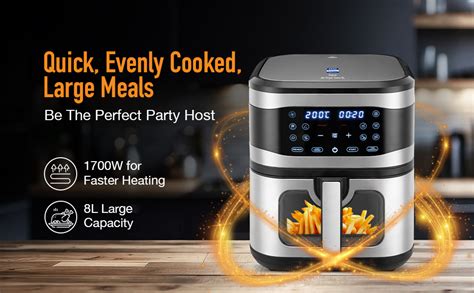 KENT Digital Air Fryer 8L | 1700W | Bake, Grill & Roast | Up to 80% ...
