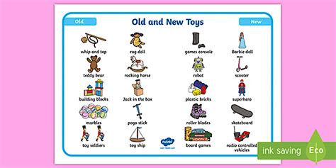 Old and New Toys Word Mat