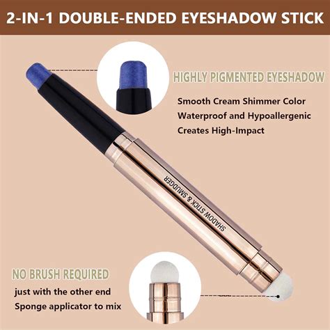 Buy 2 in1 Blue Eyeshadow Stick Cream Smooth Glitter Shimmer Eyeshadow ...