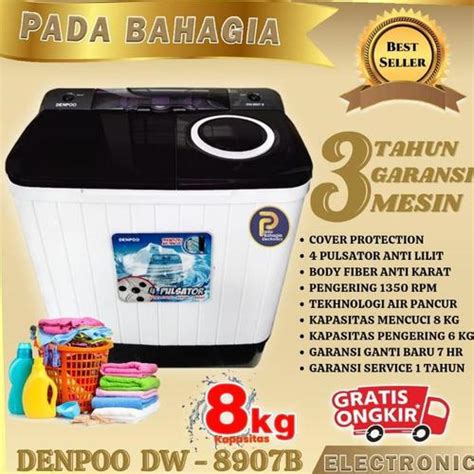 Jual Mesin Cuci 2 Tabung 8 KG DENPOO DW 8907B 4P - DW 8907B - Jakarta ...