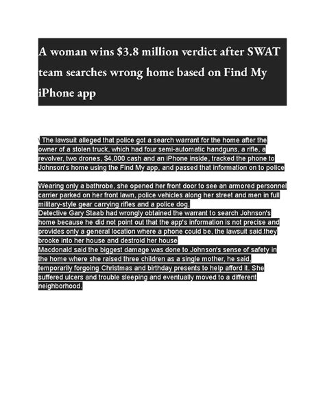 Untitled document - good - A woman wins $3 million verdict after SWAT ...