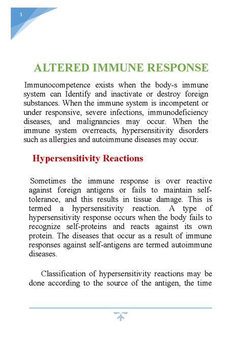 Altered Immune Response - 1 ALTERED IMMUNE RESPONSE Immunocompetence ...