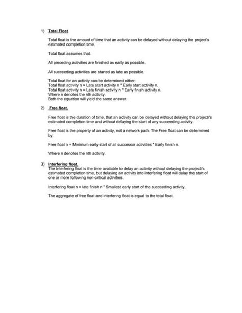 Image result for Total Float Formula