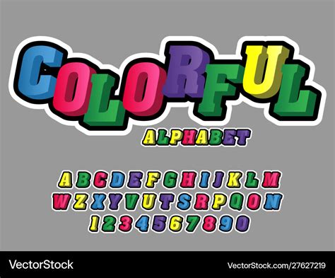 Bunte Alphabete Buchstaben und Nummer für Aufkleber