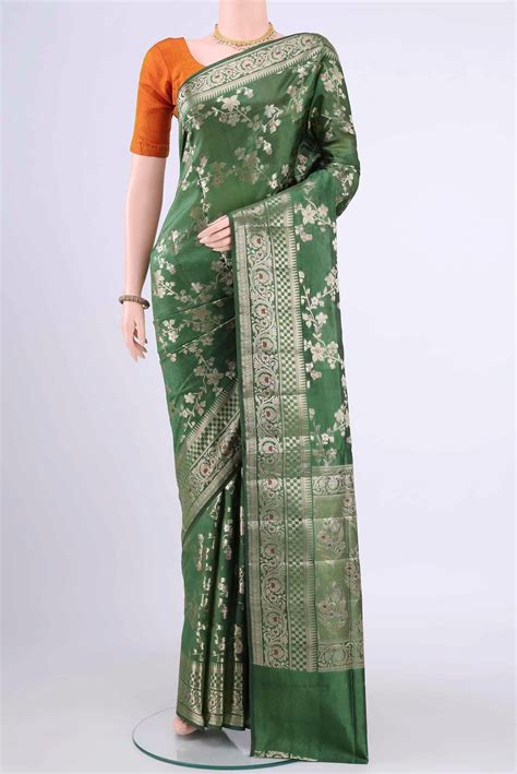 Green Banarasi Raw Silk Saree – Nalli Silk Sarees Pvt Ltd