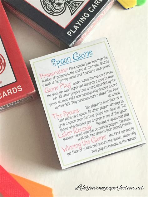 Life's Journey To Perfection: Family Game Time!! Spoon's Game printable