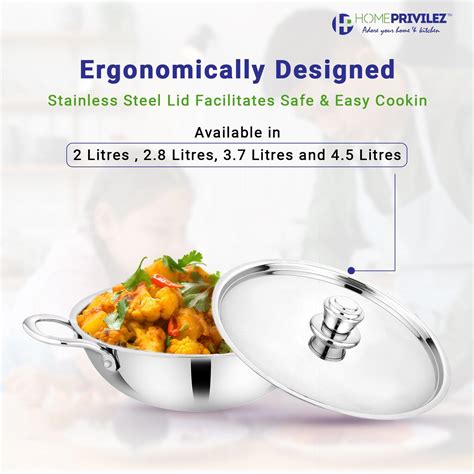 Stainless Steel Triply Kadhai with SS Lid – Homeprivilez