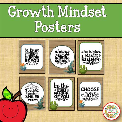 Growth Mindset Inspirational Quotes Posters Succulent | Made By Teachers