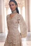 Buy Beige Crepe, Organza Cut Work, Zaina Scallop Embellished Kurta And ...
