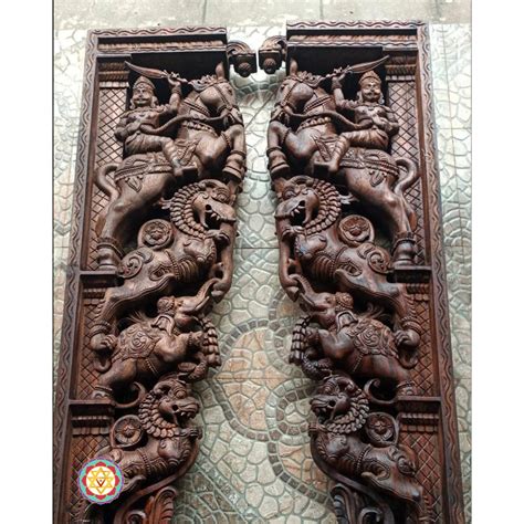 Woodcarved Architectural design Wall brackets with Warrior man, Yalis ...