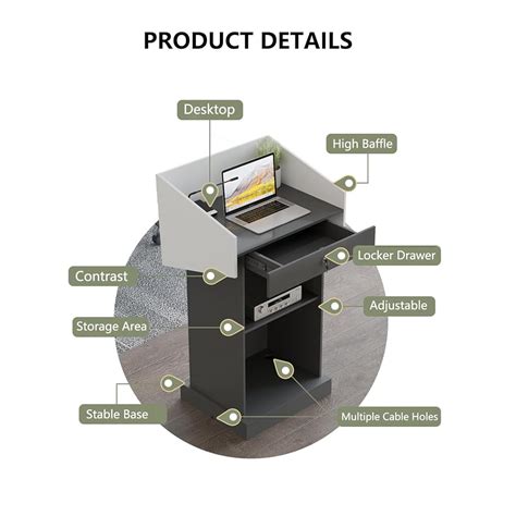 Yadlan Podium Desk with Drawer, Lectern Podium Stand Wood, India | Ubuy