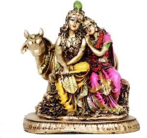 Sbabc radha krishna cow idol murti statue for pooja room, showpiece ...