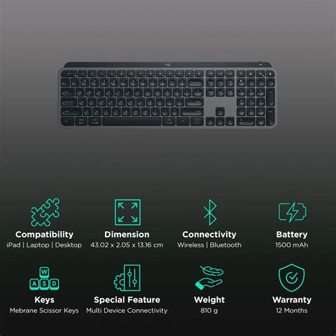 Buy logitech MX KEYS S Rechargeable Bluetooth Wireless Keyboard with ...