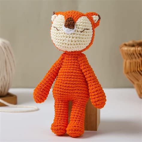 Buy SYCAMORE EAST Wooden Baby Fox Rattle & Crochet Doll Plush Elephant ...
