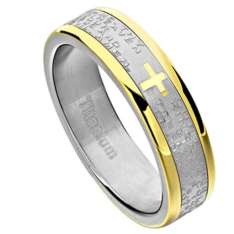 Buy FlameReflection Titanium Band Religious Lords Prayer Bible Verses ...