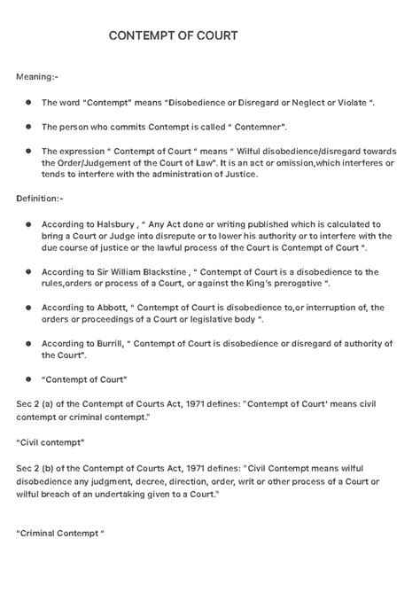 Contempt of Court: Key Concepts and Legal Framework (Law 101) - Studocu