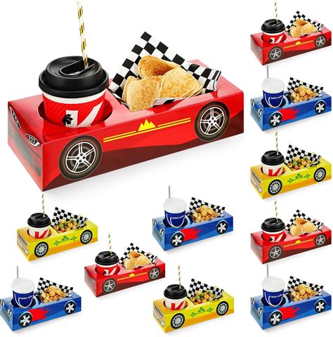 Amazon.com: Lincia 12 Pieces Race Car Party Food Boxes Car Birthday ...