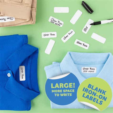Large Writable Iron-On Name Labels for Clothing with Permanent Laundry ...