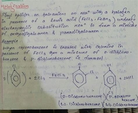 Write the reaction magnetism of halogenation reaction of benzene ...
