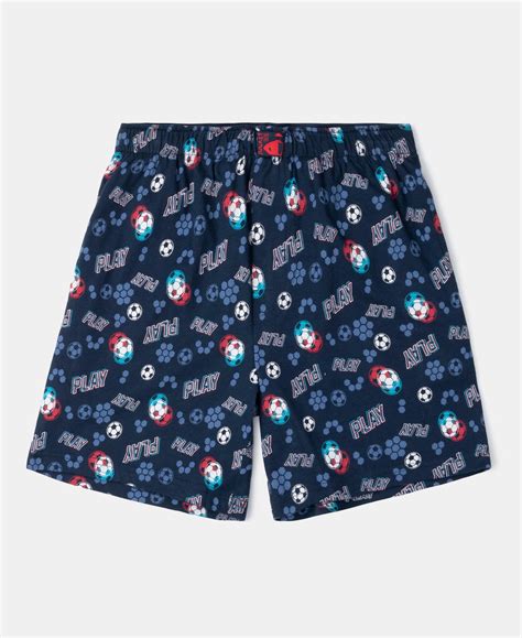 Buy Super Combed Cotton Printed Boxer Shorts with Side Pockets - Navy ...