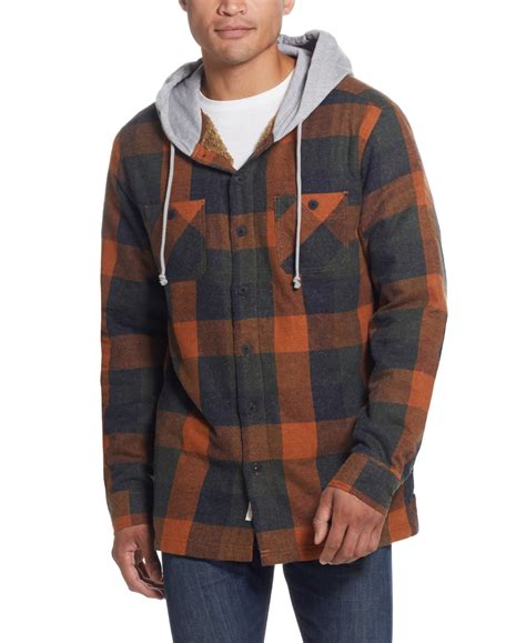 Weatherproof Vintage Men's Hooded Flannel Shirt Jacket In Roasted Pecan ...