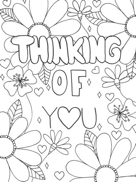 Folding Cards Printable Thinking Of You Coloring Pages